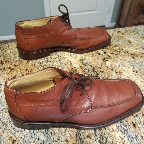 Nardi Brown Leather Derby Dress Shoes Lace Up Square Toe Made Italy Men 44 US 11 - Picture 5 of 13